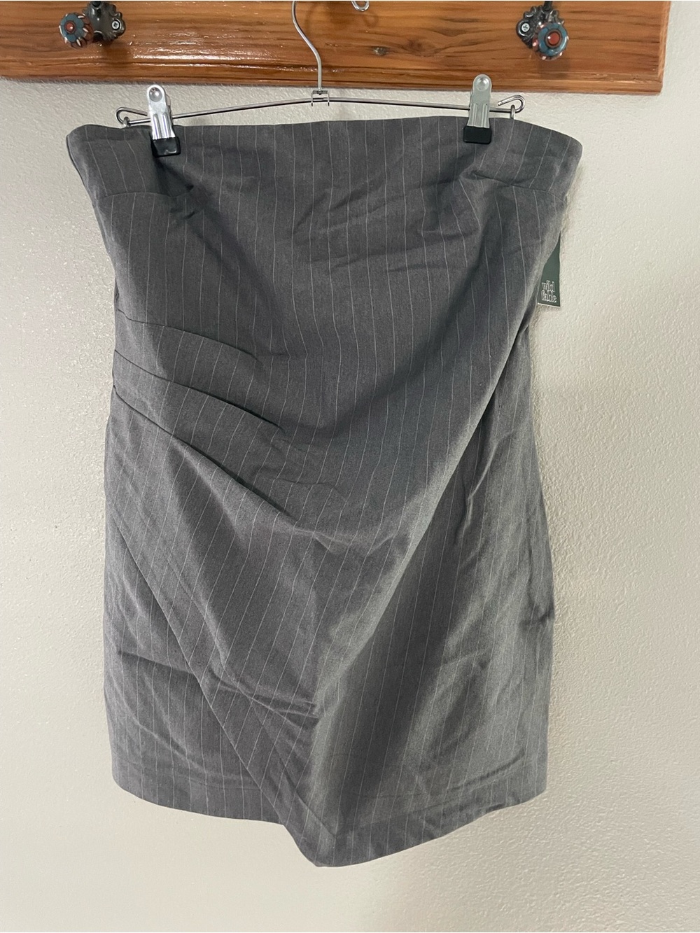 Wild Fable Gray Pinstripe Strapless Dress